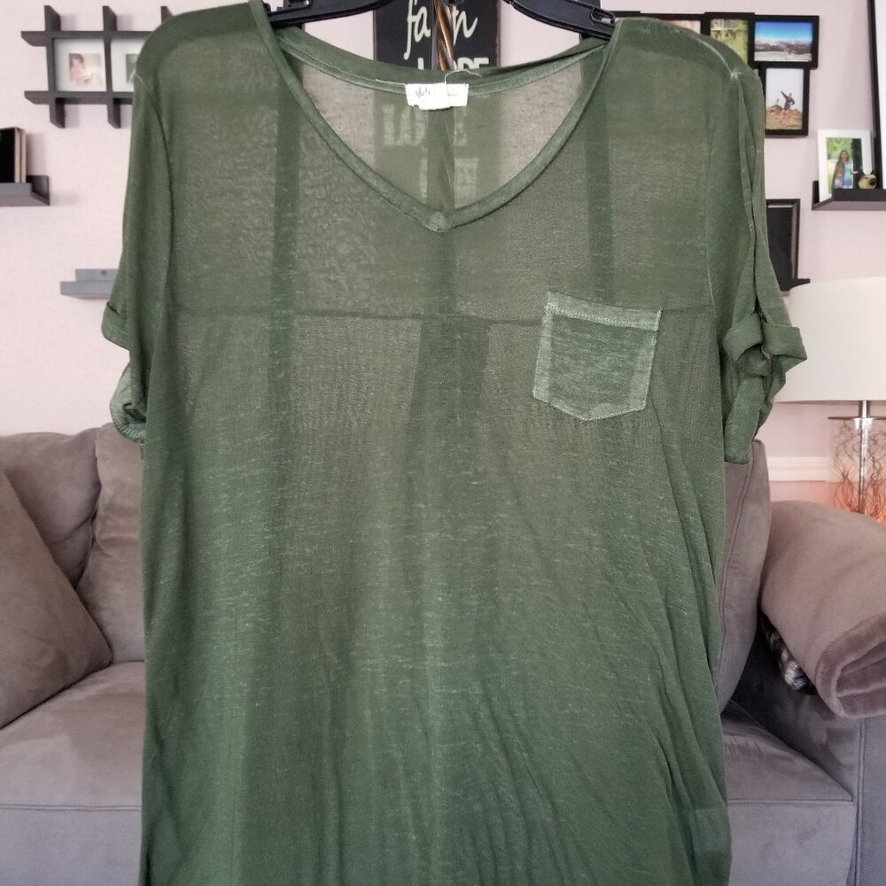 Style & co Olive green V-neck